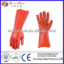 Красная перчатка с полностью покрытым ПВХ покрытием